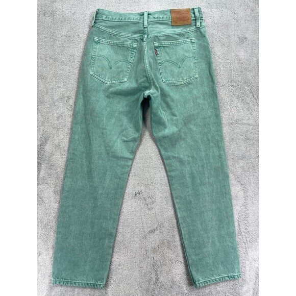 Levis 501 Crop Jeans Womens 28x26 Green Denim Cotton Rare Straight Leg High Rise - Picture 2 of 16